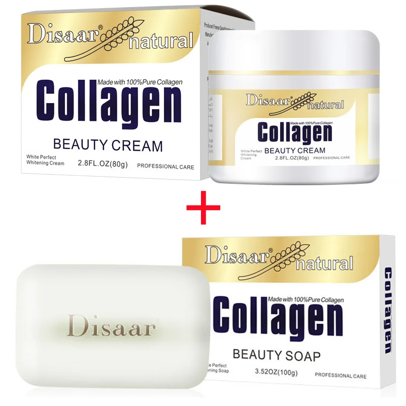

80g+100g Disaar Collagen Power Lifting Cream 80g Face Cream+ Collagen Handmade Soap Face Cleanser Anti-aging Anti Wrinkle Set