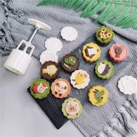 round flower animal mooncake mold hand pressure fondant moon cake decoration diy cookie cutter kitchen pastry baking tool