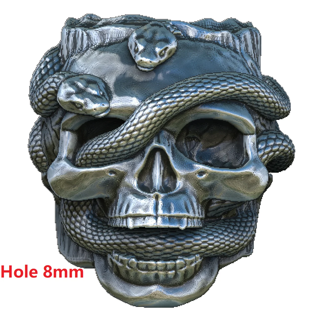 

8mm Antique Silver Skull with Snakes Beads