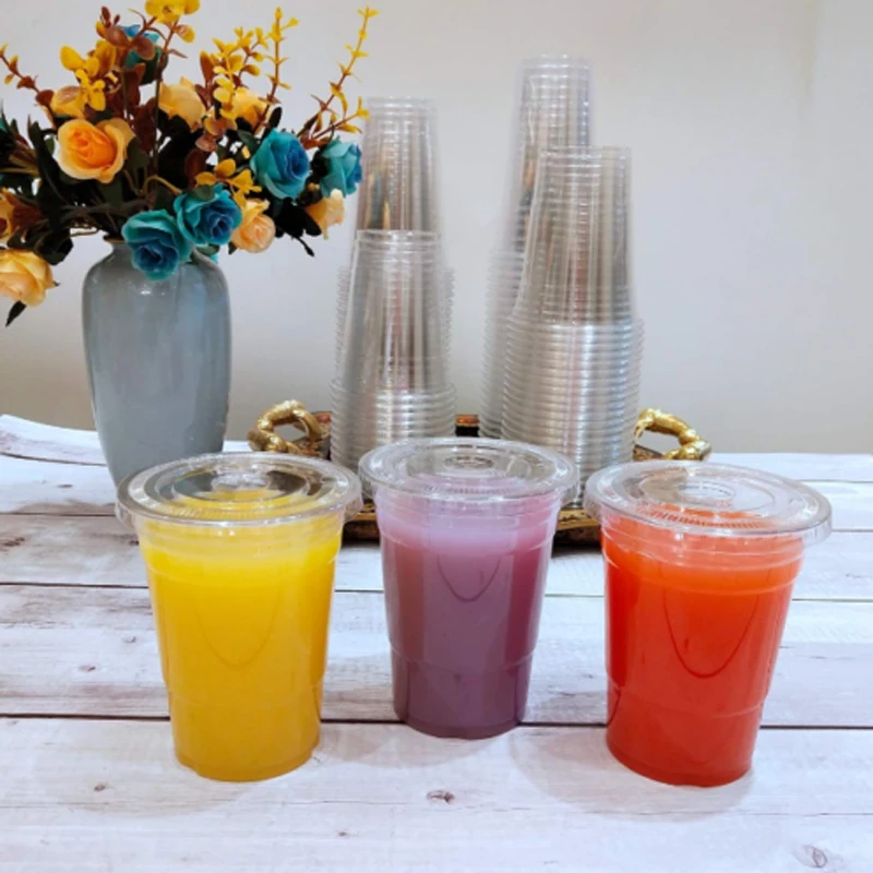 

Disposable Smoothie Cups, Domed Lids, Plastic Milkshake Glasses