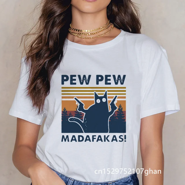 

Новинка 2020, футболка Pew Madafakas, новинка, забавная Винтажная летняя футболка с круглым вырезом и коротким рукавом, подарок с юмором, топы в стил...