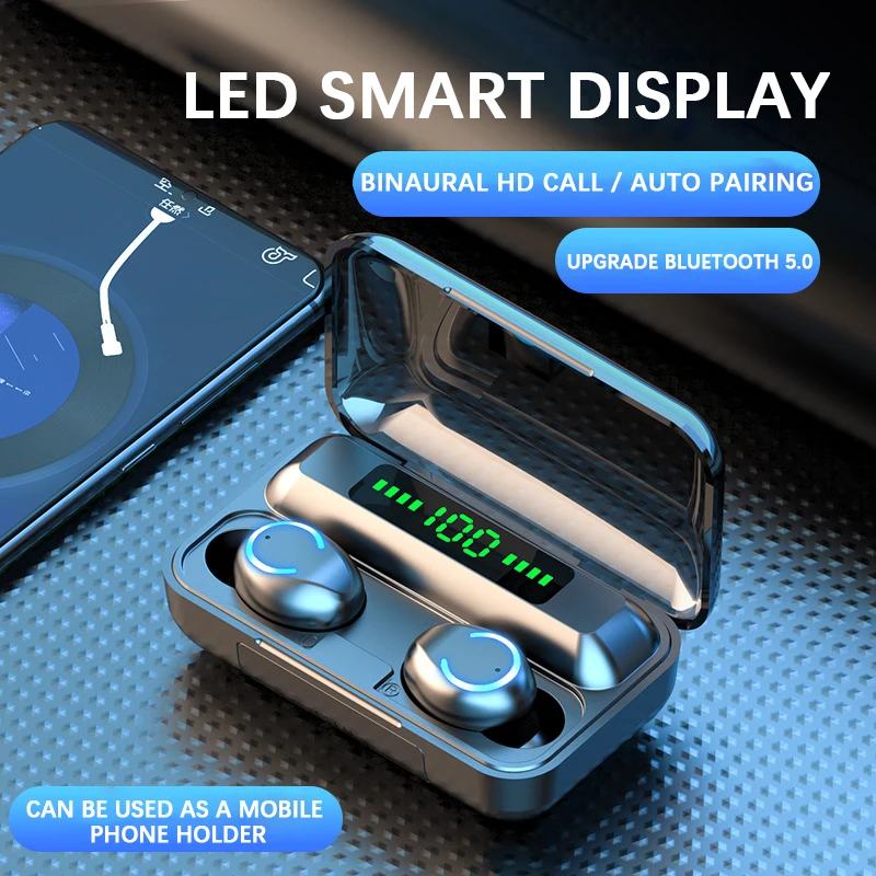 LIGE Bluetooth Headphones Auto Pairing Headset with 2000mAh Charging Case LED Battery Display IPX7 Waterproof Wireless Earphones |