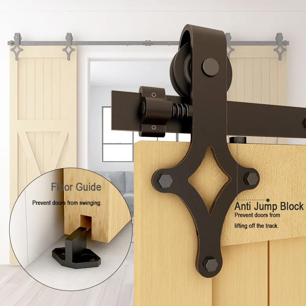 

WOLFBIRD Barn Door слайд-оборудование Kit R Shape подвесной роликовый рельс из углеродистой стали, набор дверных фитингов для двойной двери