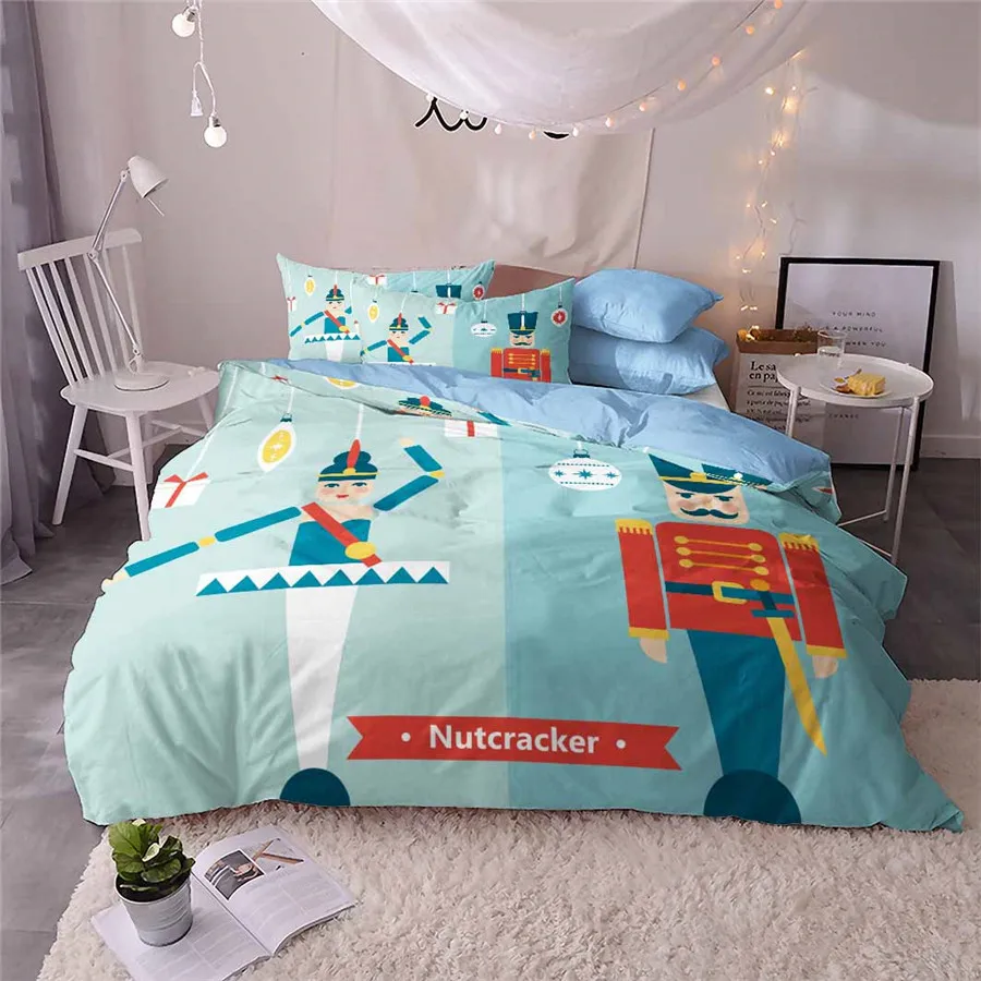 HELENGILI 3D Постельное белье Щелкунчик печати пододеяльник набор Bedcloth с Наволочка на