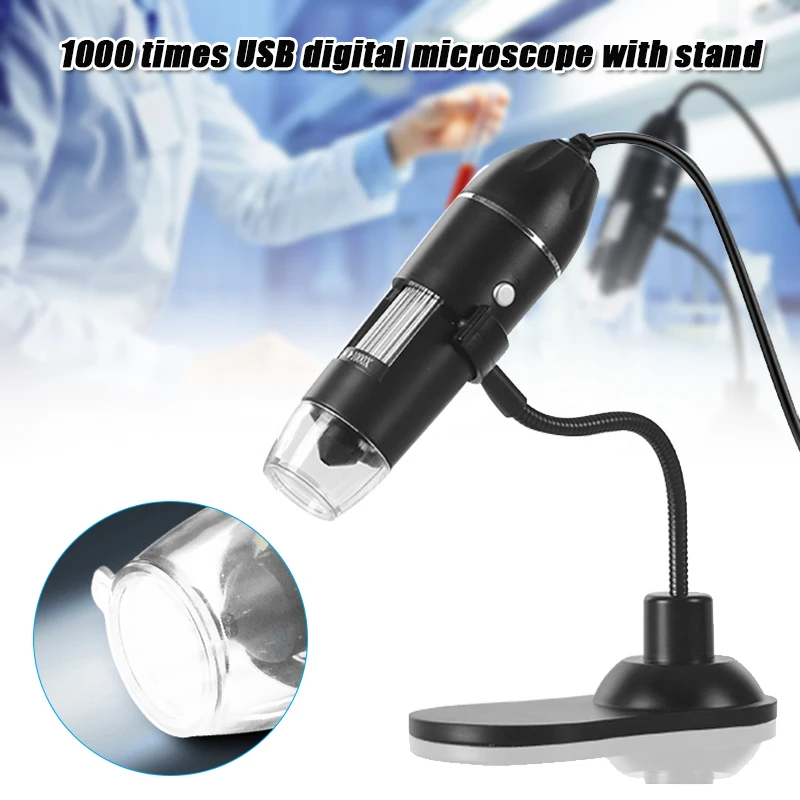 

HD 1000X LED USB Digital Microscope Magnifying Glass Mini Microscope with Flexible Bracket PUO88