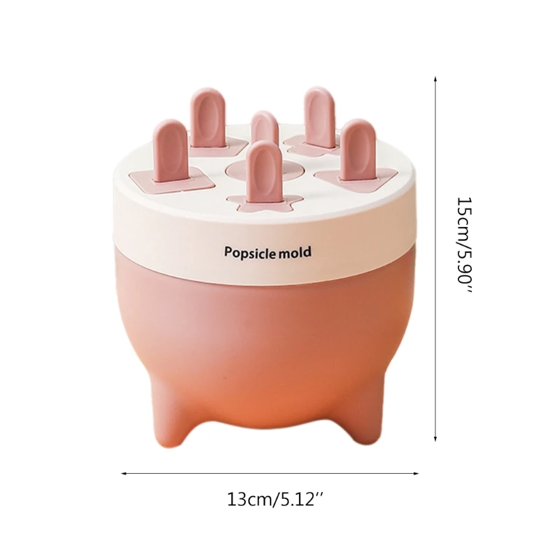

H7JB 6 Cells Round Shape Ice Cream Mold Reusable Home Ice Cream Maker DIY Popsicles Tray Mould