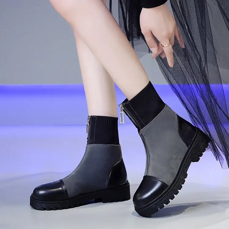 Красивая модная женская обувь на Плоском Каблуке с замком-молнией сезон