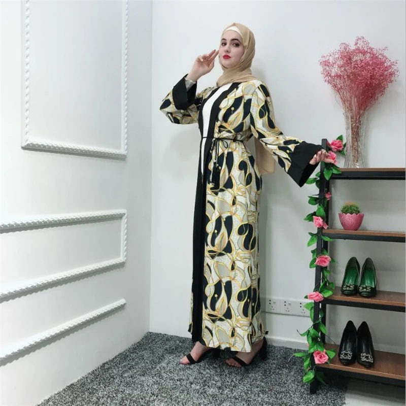 Новое поступление летняя женская абайя с принтом элегантная мусульманская