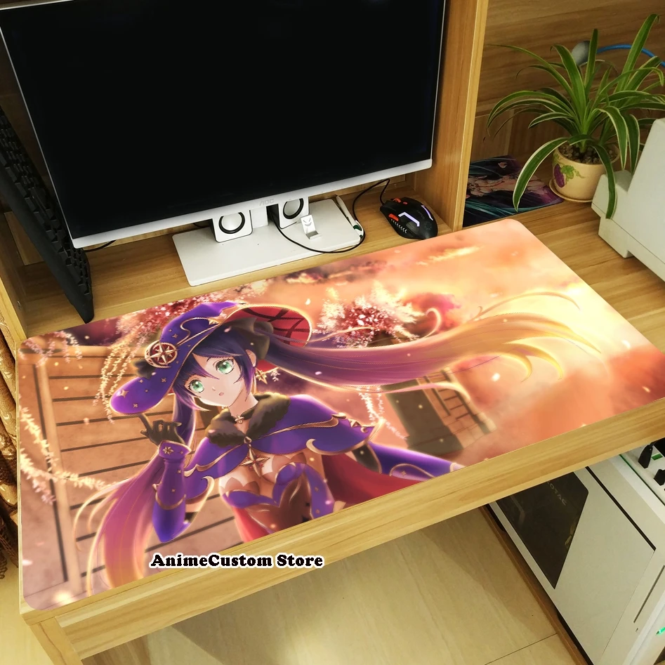 

Большой утолщенный коврик для мыши с аниме Genshin Impact Mona, коврик для косплея, мыши для ноутбука, Настольный коврик для клавиатуры, противосколь...