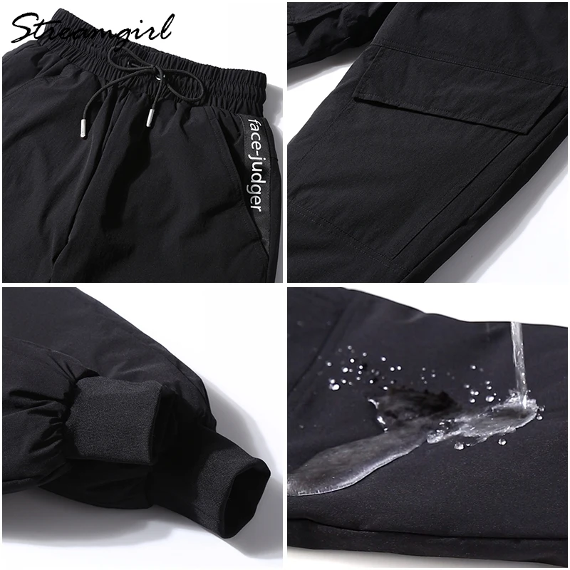 Теплые зимние женские брюки больших размеров 4XL с высокой талией черные