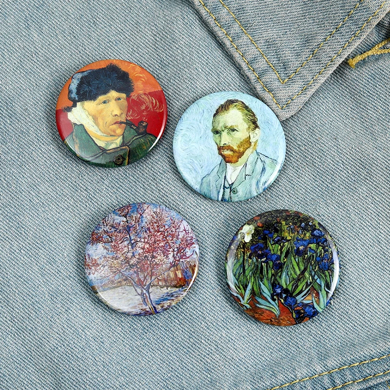 

Vincent Paintings Starry Sky Sunflower Self-portrait van Gogh Brooches Custom Art Badges for Bag Lapel Jewelry Gift for Friends