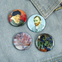 vincent paintings starry sky sunflower self portrait van gogh brooches custom art badges for bag lapel jewelry gift for friends