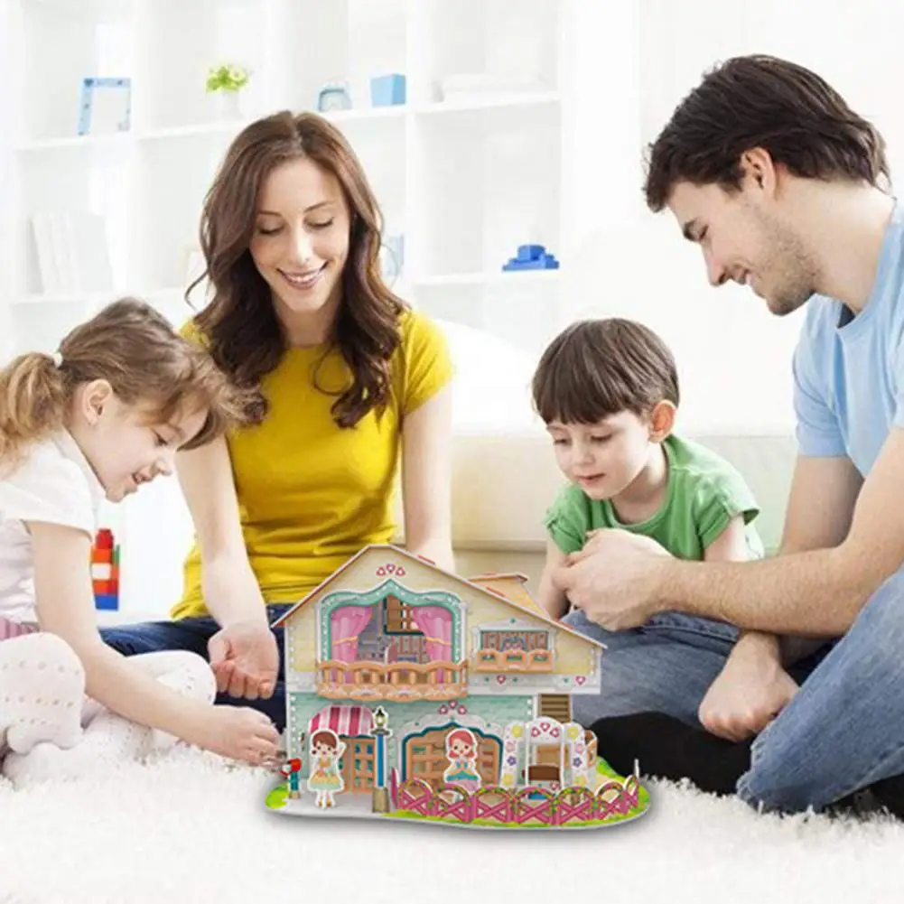 

Mini Dollhouse Parent-Child Assemble 3D Paper House Furniture Puzzle Jigsaw Toy Children Birthday Gift Educational Toys for Kid