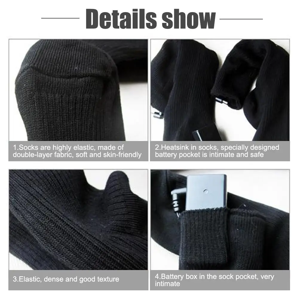 

4.5V Cotton Heated Sockings Dual-Layer Battery Operated Winter Foot Warmer Electric Warm Thermal Socks For Outdoor Skiing Hiking