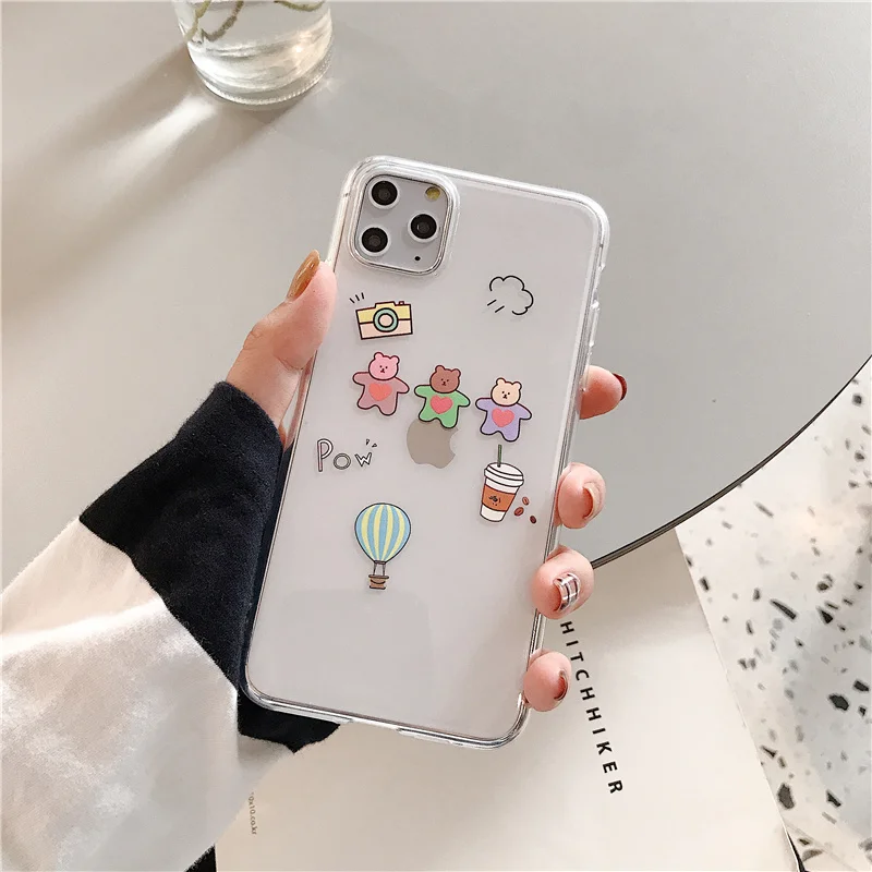 Милый корейский чехол с изображением кофейных медведей для iphone 11 Pro Max xs max xr x 6 6s 7 8