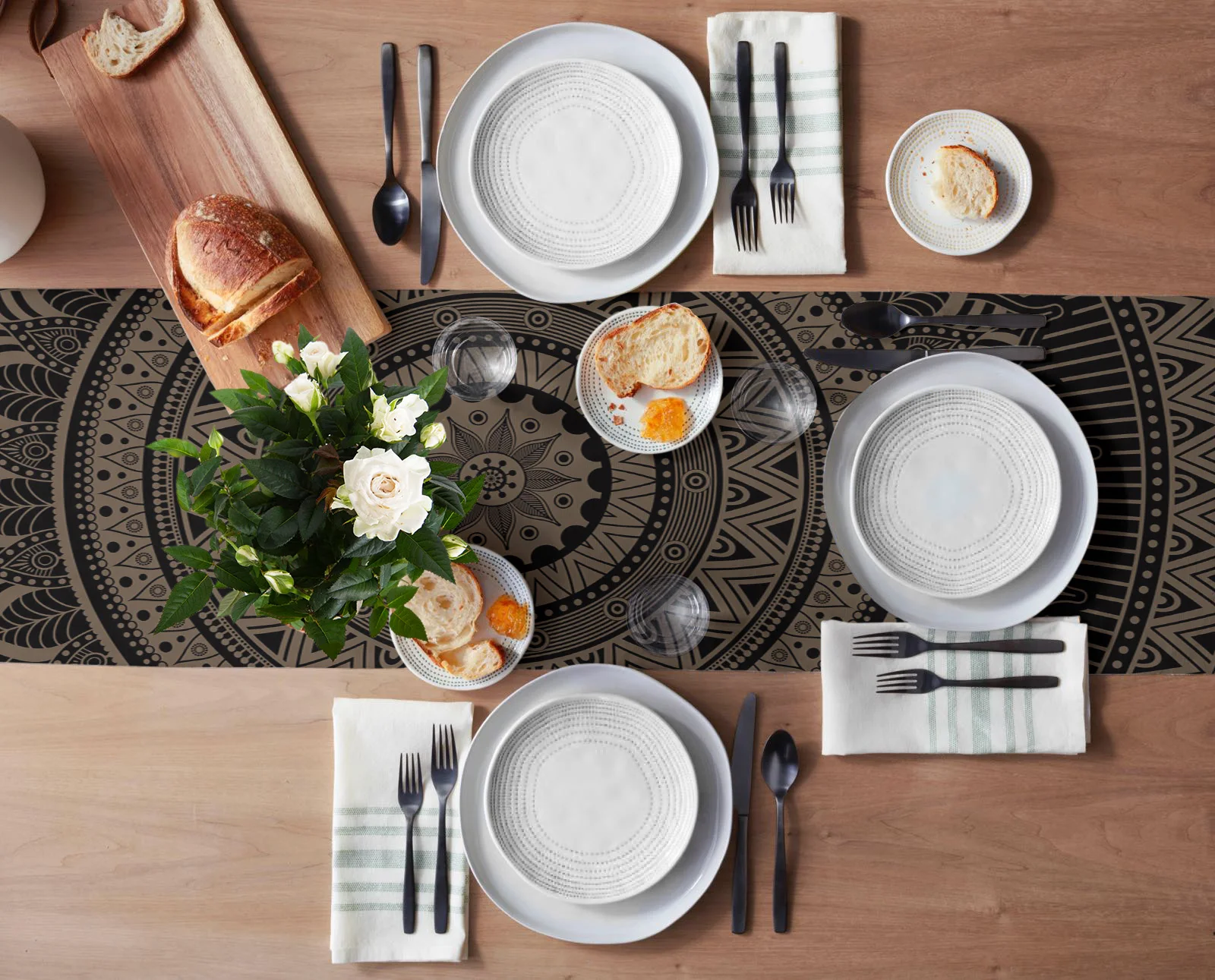 Hippie Black Mandala Bohemian Style Table Runner Christmas Decorations for Home Cloth Wedding Party Decor | Дом и сад