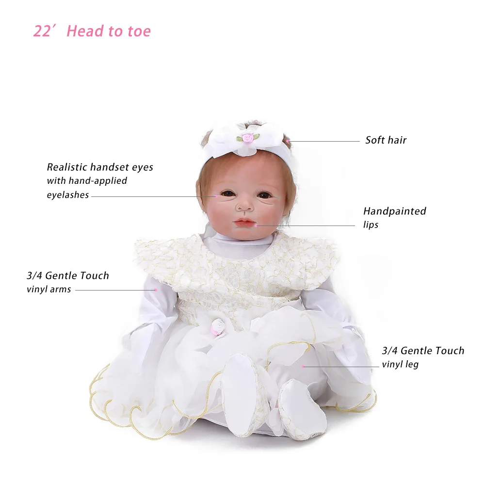Otarddolls 22 дюймов 55 см детские куклы, кукла-Реборн, игрушка для детей, милая виниловая плюшевая кукла для девочек, реалистичные детские игрушки, подарок