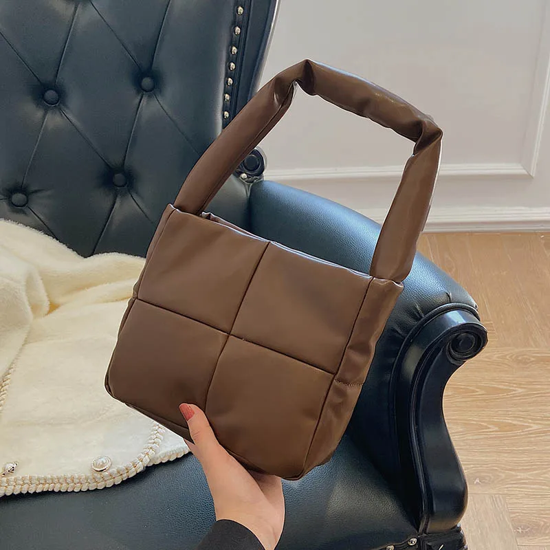 

Down Soft Leather Handbag 2022 Women's Brand Shoulder Bag Luxury Small Shopping Totes Women High Quality Clutches Purse