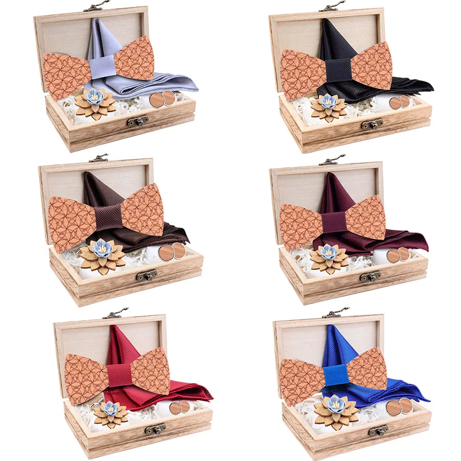 Новый Модный цветочный деревянный галстук бабочка из дерева Шелковый мужской