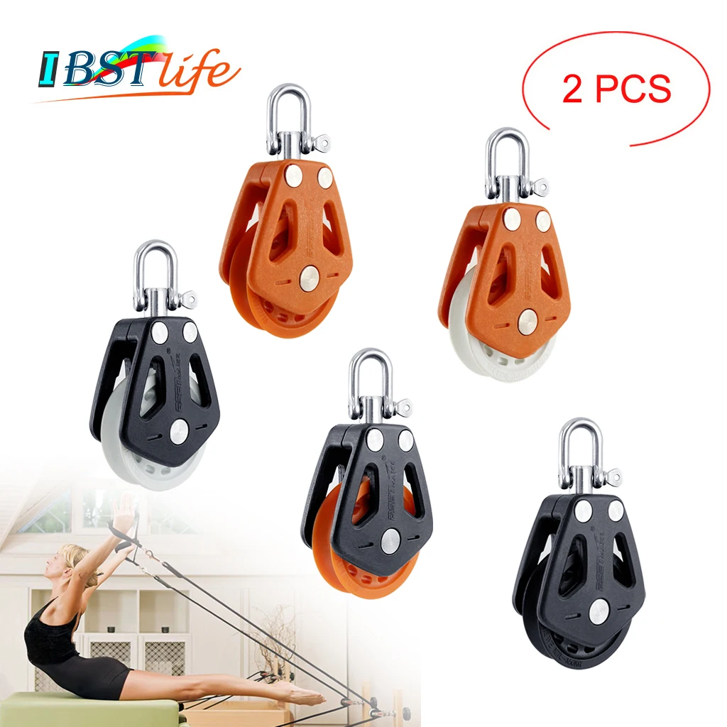 

2X High Load Sheave Block Universal Head Single Pulley Swivel Shackle Sailboat Plain Bearing Block Rope Runner Boat Accessories