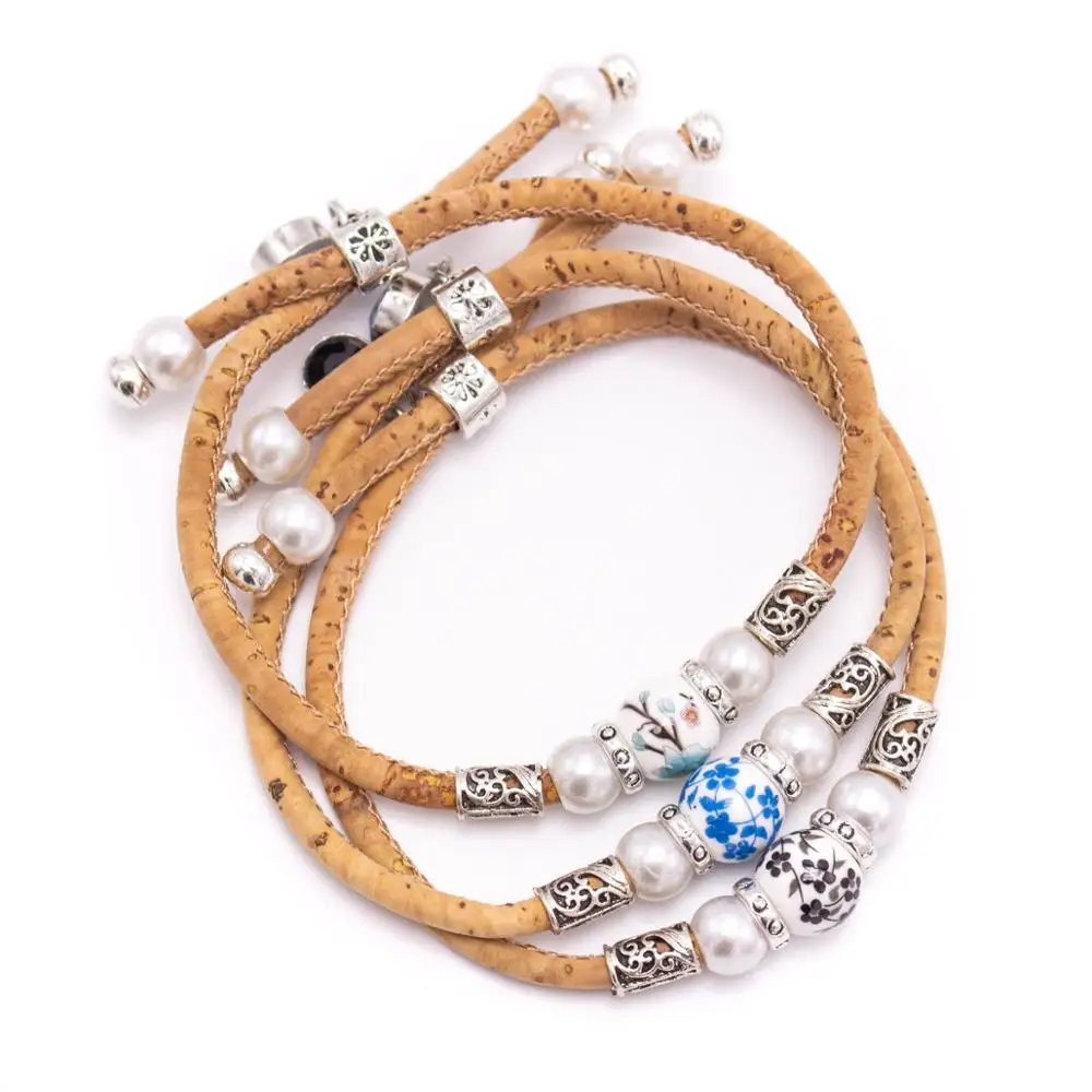 

Cork jewelry cork bracelet for women colorful Cork handmade Original bracelet BR-475-MIX-6