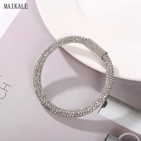 maikale colorful crystal cuff bracelet rhinestone bangles shiny magnet buckle bracelets for women fashion jewelry gifts