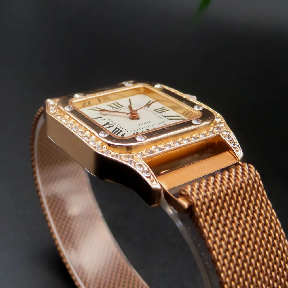 

Luxury Women Square Number Dial Magnetic Watch Set Bracelet Quartz Watches Ladies Sports Casual Quartz Wristwatch Female Clock