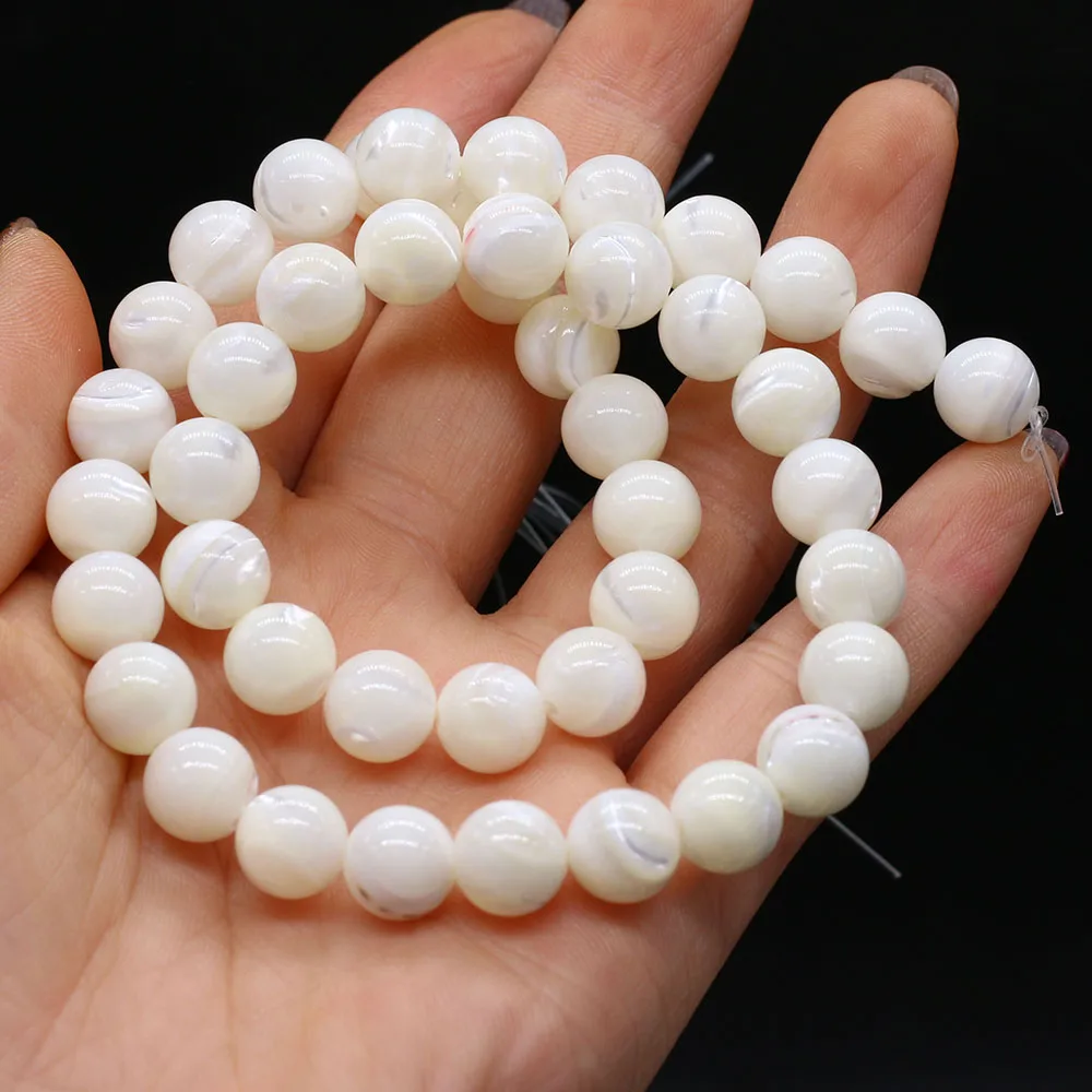 

Natural Freshwater White Shell Round Circle Beads for 2-12mm DIY Jewelry Making Necklace Earrings Accessories High Quality Gift