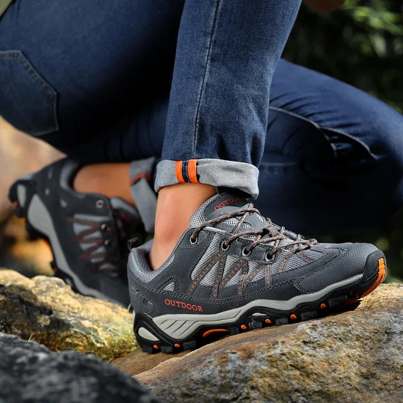 Men's Outdoor Shoes Sport Professional Trekking Triners Thick Rubber Rock Climbing Sneakers Breathable Unisex Hiking Shoes Woman