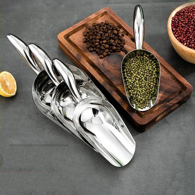 

Stainless Steel Ice Scoop Food Flour Candy Scoop Bar Crank Ice Scooper for Freezer Multifunctional Small Scoops Utility Scoops