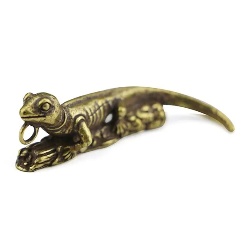 

3D Brass Lizard Casting Animal Figurine Retro Style Metal Sculpture Home Office Room Desktop Decoration Collect Ornaments Gift