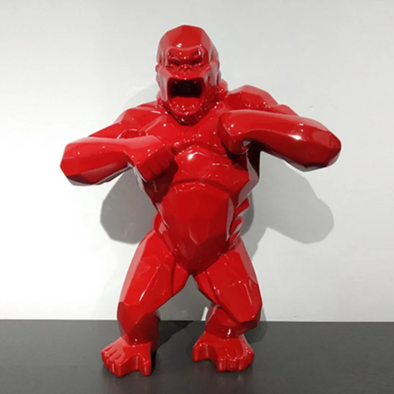 

Big Monkey King Kong Living Room Decoration Gorilla Sculpture Geometric FRP Modern Statue Birthday Present
