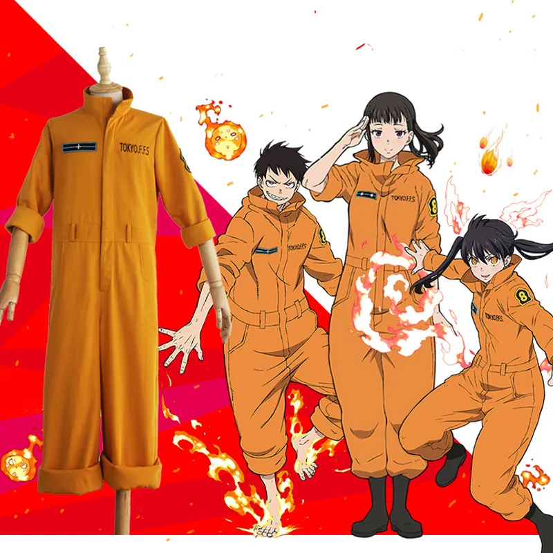 Костюм для косплея Coshome из аниме огненная сила комбинезон Shinra Kusakabe Maki Oze желтая