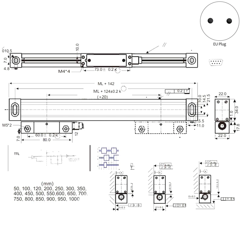 Полный станок 2 оси цифровой индикации Dro набор/комплект и шт 5U линейные