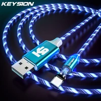 keysion usb c magnetic cable for samsung s20 ultra note 10 lite flowing light led type c charging magnet charger phone cables