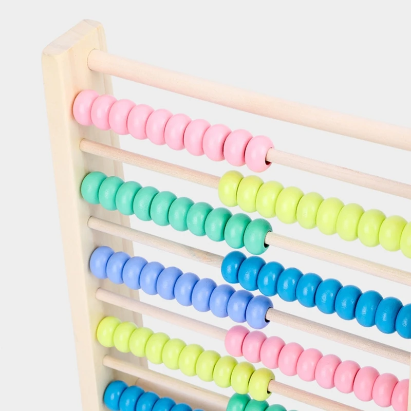 

10-Row Wood Abacus with Multi-Color Numbers Calculating Beads Educational Toy G88E