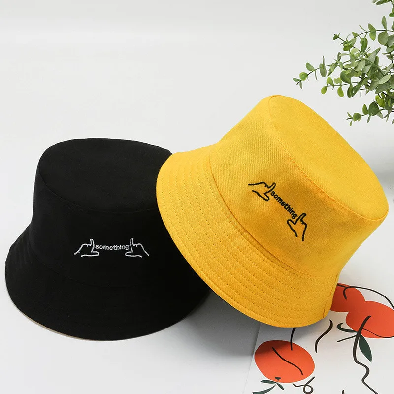 

Two-side Unisex Embroidery Bucket Hat for Women Fishing Outdoor Cap Fishing Men Sunscreen Fisherman Bucket Hats Sun Prevent Hats