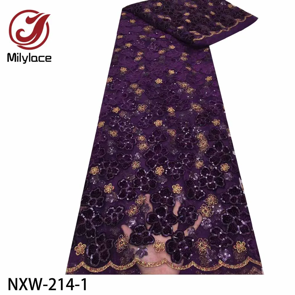 

Milylace Nigerian Sequins Velvet Lace Fabrics 2020 High Quality African Lace Fabric French Tulle Lace Material for Dress NXW-214
