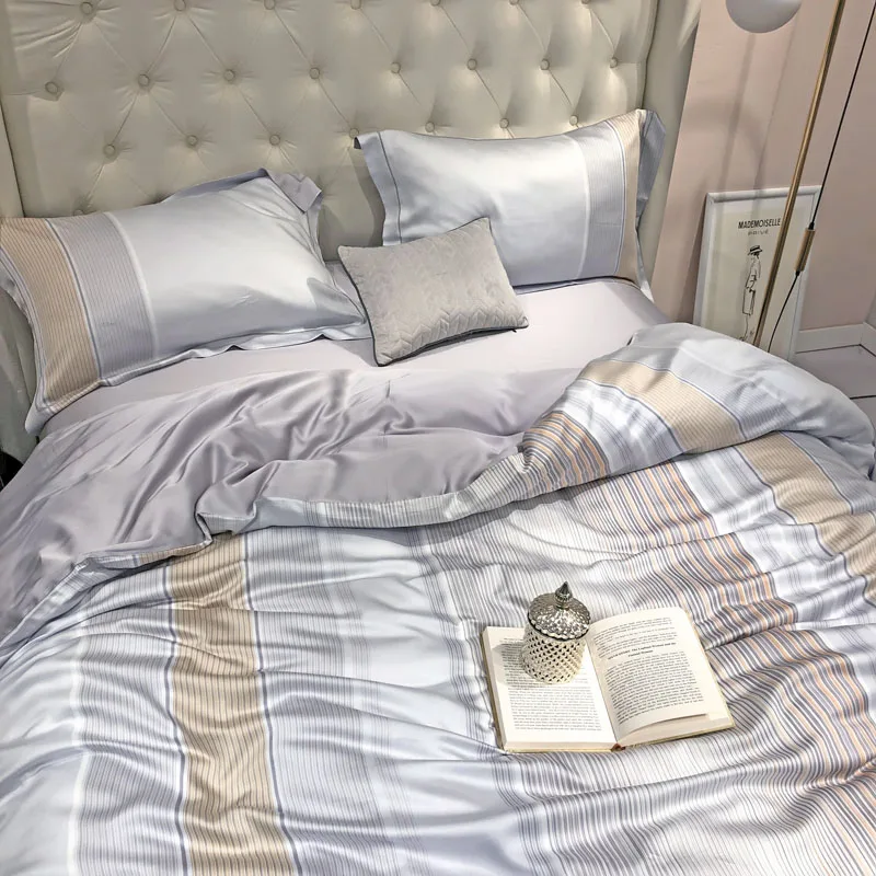 Серый набор постельных принадлежностей с принтом тенсель пододеяльник простыня