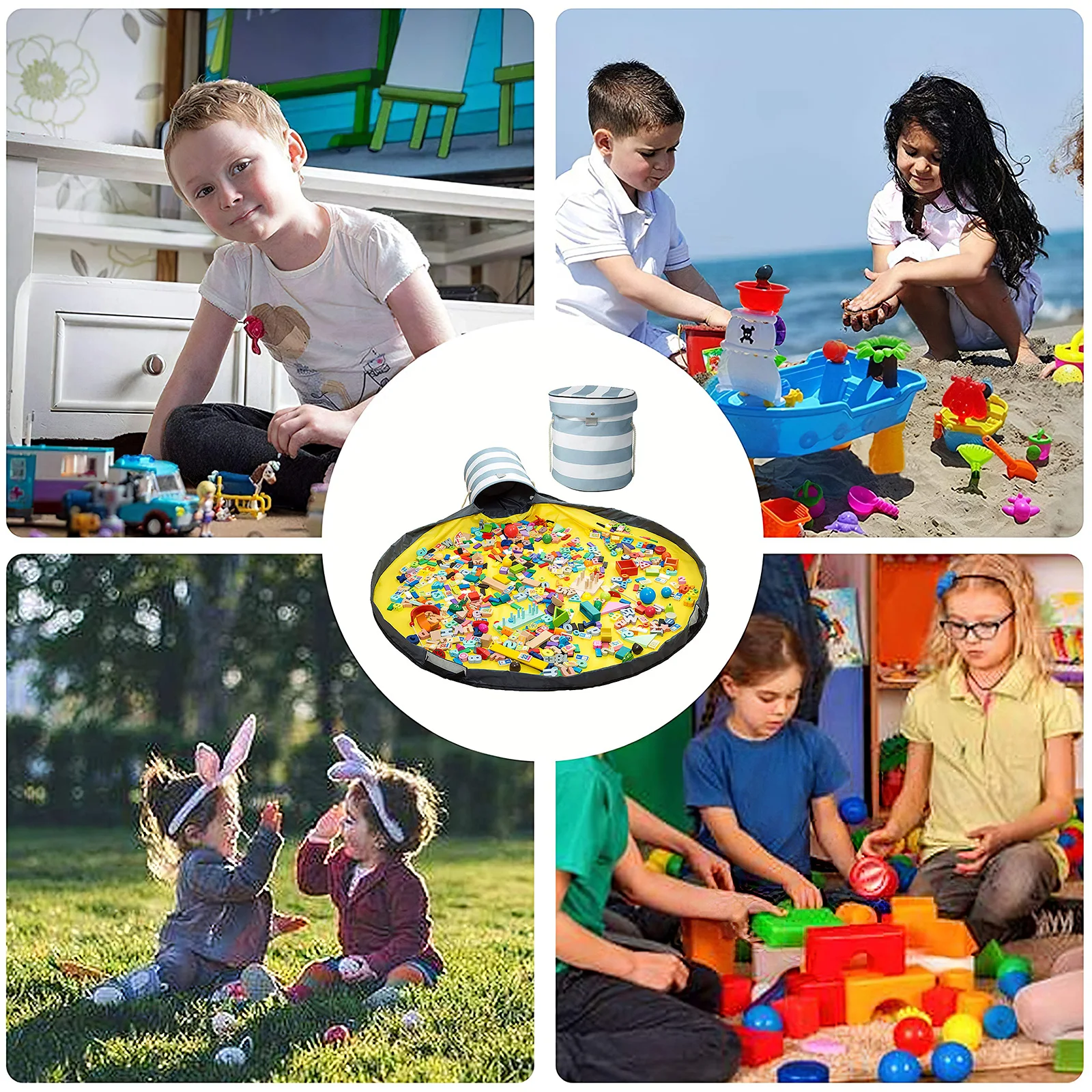 

Portable Kids Toy Clean-up and Storage Bag Container Multifunctional Portable Toys Fashion Practical Storage Bag