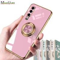 ring soft case for huawei p30 pro p20 pro case anti drop golden edge cute stand cover for huawei p30 p20 p40 pro plus case
