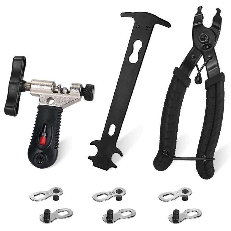 

New Bicycle Chain Repair Tool Kit, Cycling Bike Master Link Pliers Remover & Chain Breaker Splitter Cutter & Chain Wear Indicato