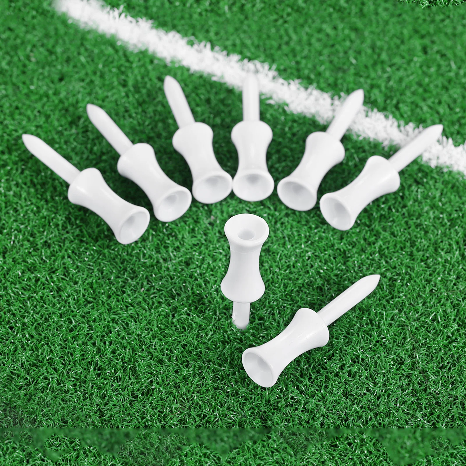100pcs /Pack Plastic Step Down Golf Tees Graduated Castle Golf Tee Height Control 54mm White Golf Accessories Sports Club Tees