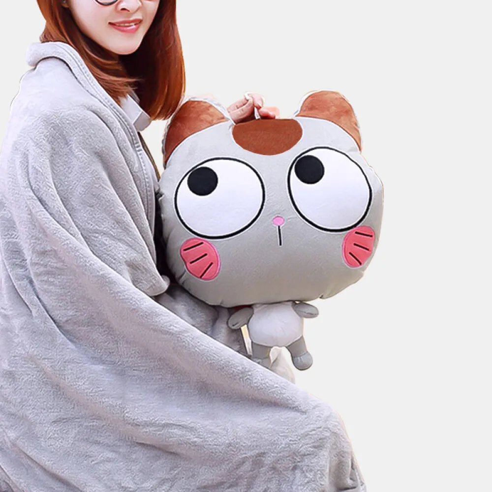 

Travel Throw Pillow Blanket Set Cartoon Plush Stuffed Animal Toys Airplane Rug