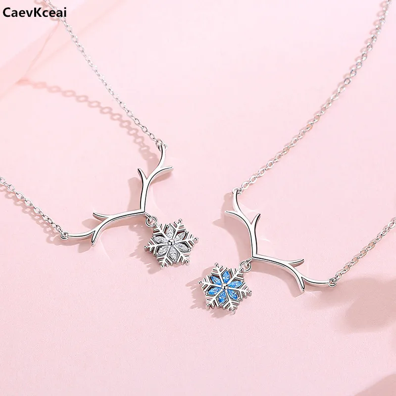 CaevKceai Снежинка Олень ожерелье женское серебро 925 пробы ювелирные изделия
