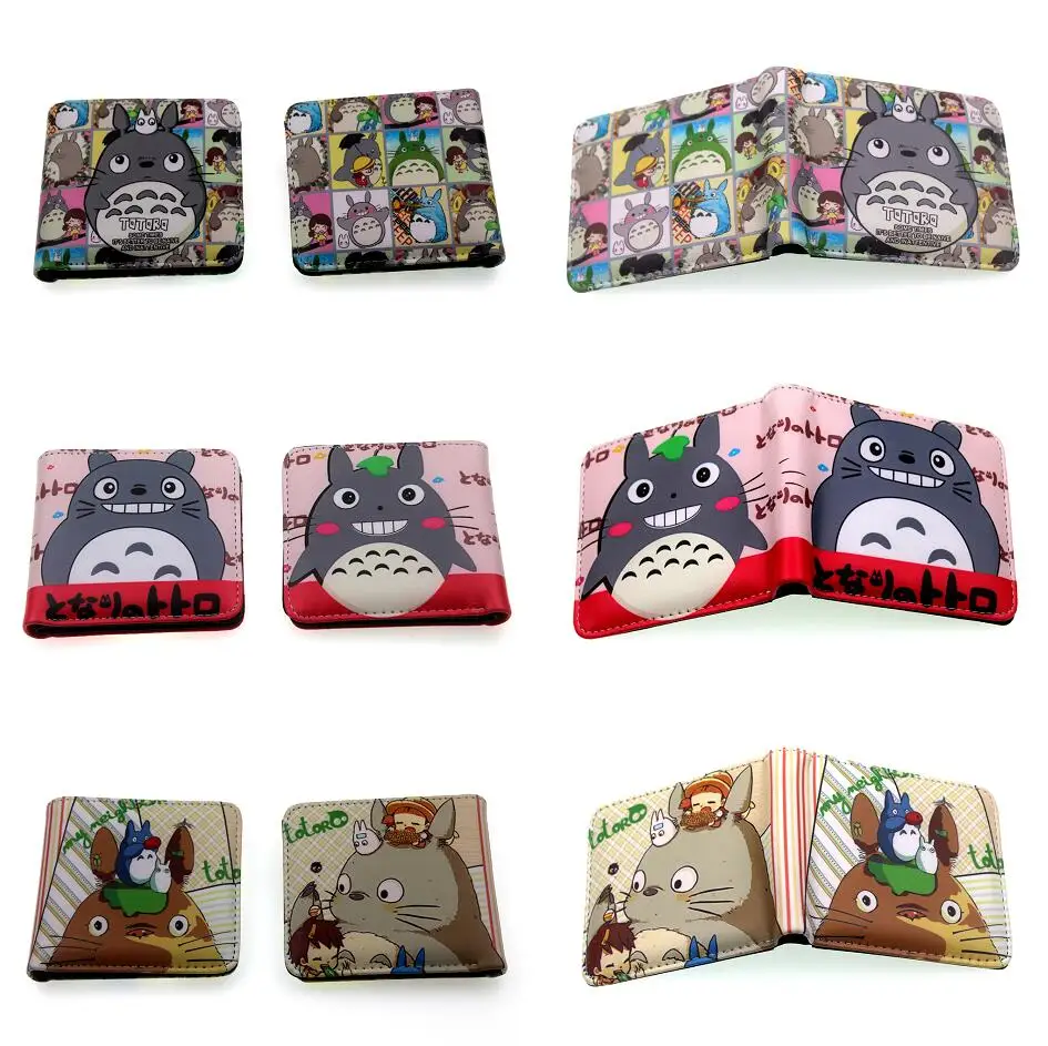 

Anime My Neighbor Totoro Pu Bifold Wallet Photo Card Holder Layers Women Short Coin Zipper Pocket Leather Cartoon Printing Purse