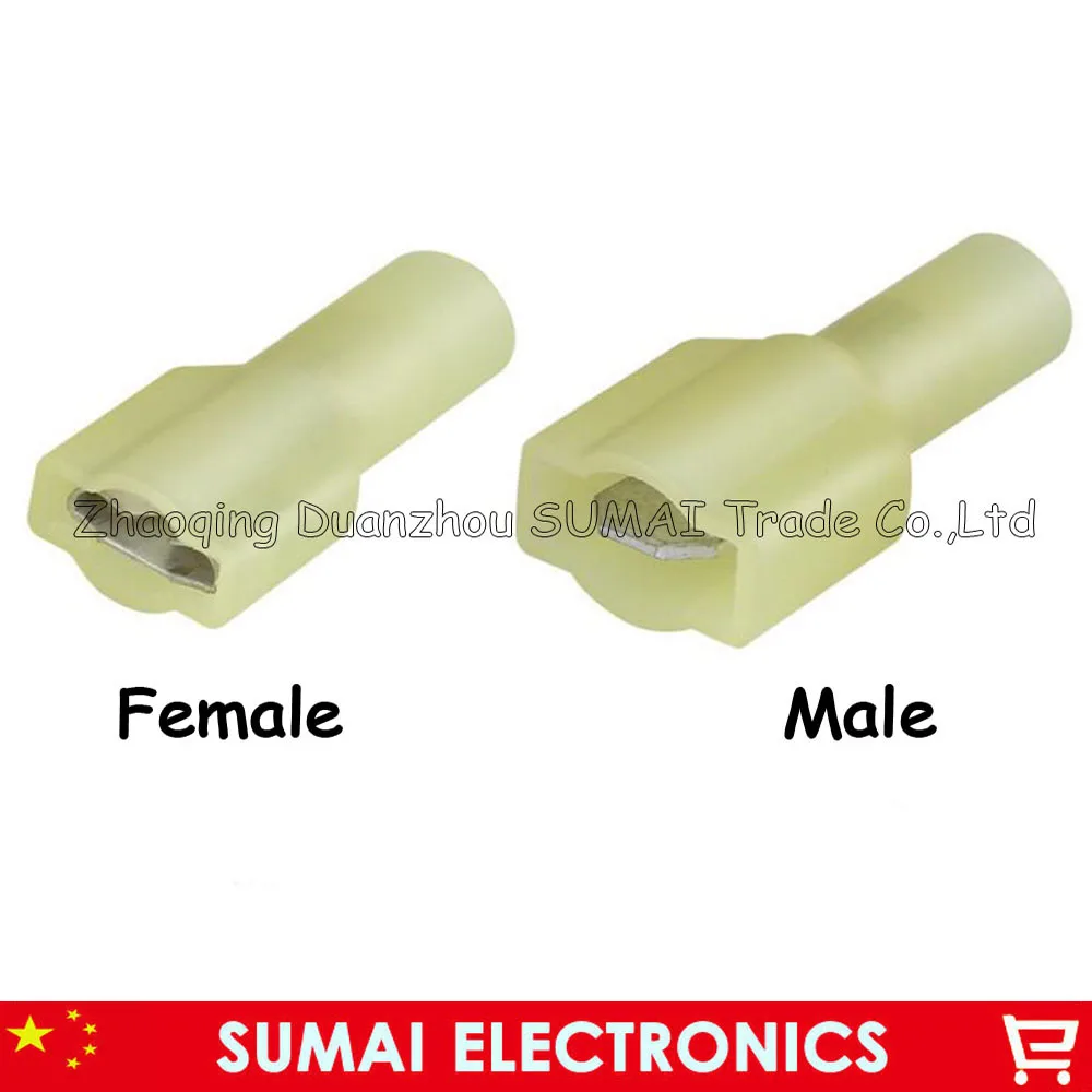 

100 пар F/MDFNY5.5-250 желтая клемма холодного прессования изолированный терминал для 4,0-6.0mm2, 12-10 AWG провода 24A