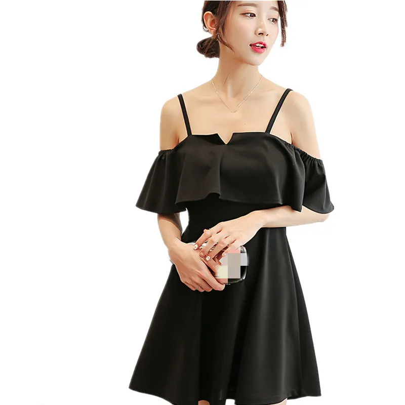 Женское платье в Корейском стиле B2096 модное тонкое чистого цвета оптовая продажа