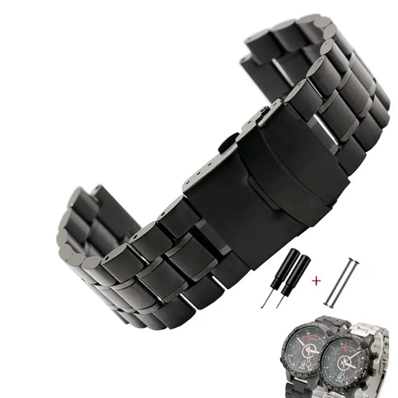 stainless steel watchband for men's TIMEX T2N720 T2N721 TW2R55500 T2N721 watch strap 24*16mm lug end silver black bracelet
