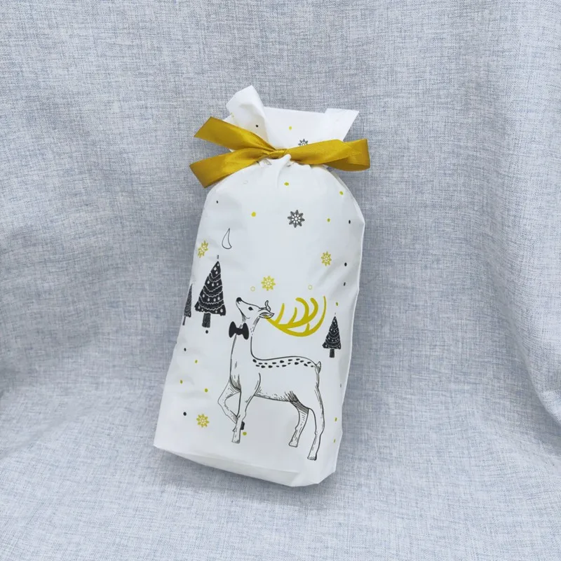 50pcs/Pack Christmas Candy Gift Bags Cookies Bag Merry Party lovely Plastic Pocket Ribbon Packages |
